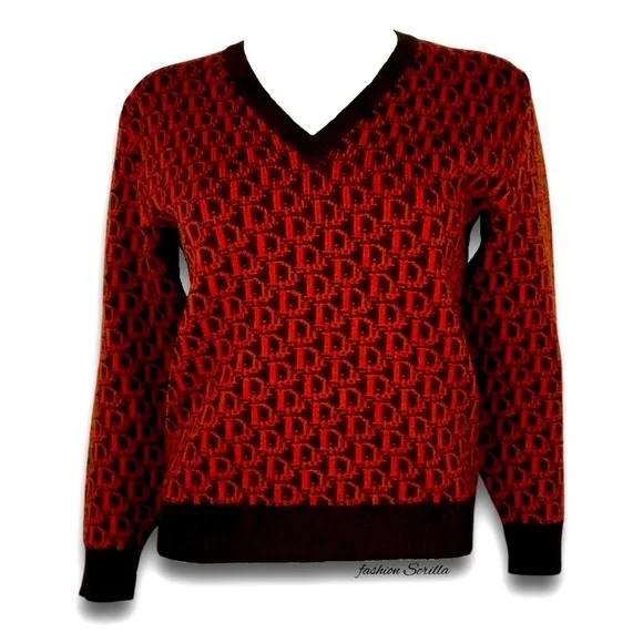 Christian Dior Vintage Monogram Trotter Logo Hand Knit Sweatshirt - Picture 5 of 16